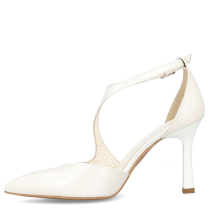 Szpilki ślubne z paskami - KOTYL 8507 BIAŁE PERŁOWE