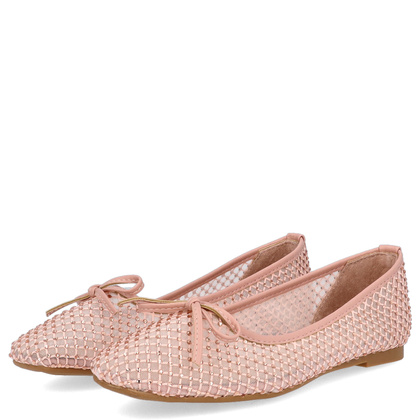 Modne baleriny z siateczki - SCAVIOLA S-430 RÓŻOWE