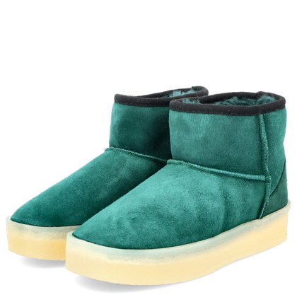 Skórzane śniegowce damskie - RAVINI 23 260 ZIELONE