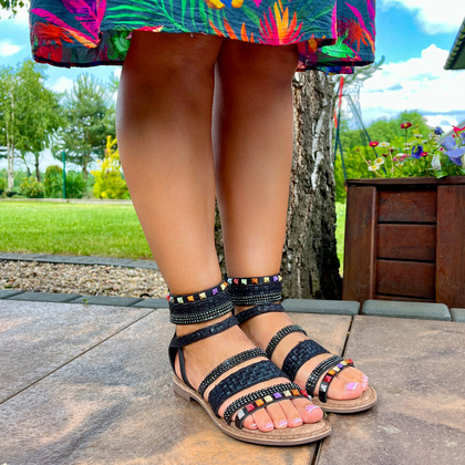 Sandały damskie gladiatorki - LAZAMANI LA75406 CZARNE