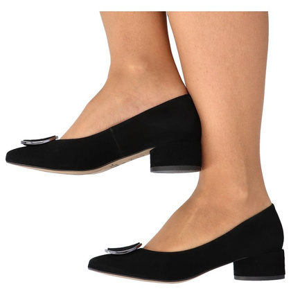 Czółenka na niskim obcasie - KOTYL 9913 CZARNE