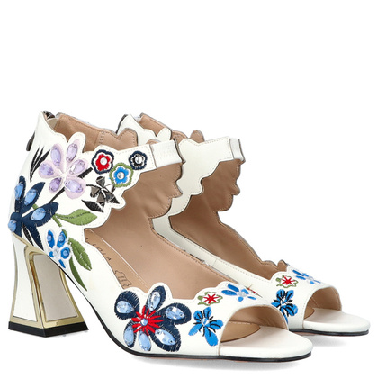 Sandały z kolorowymi kryształkami - SCAVIOLA S-194 BIAŁE