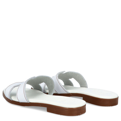 Wygodne klapki ze skóry - OH! MY SANDALS 5566 BIAŁE