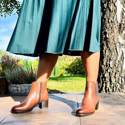 Wygodne botki ze skóry - PARROTTO WH70H04 BRĄZOWE