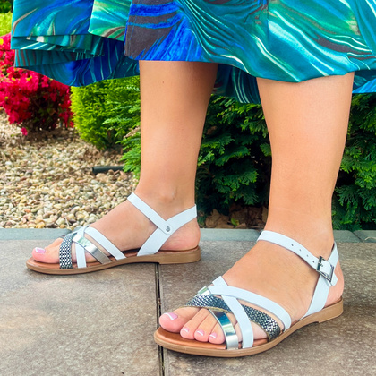 Wygodne sandały ze skóry - POTOCKI 24-64008WH BIAŁE