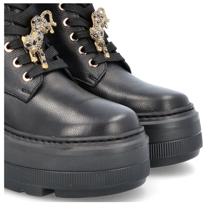 Skórzane workery na platformie - KARINO 5329 CZARNE