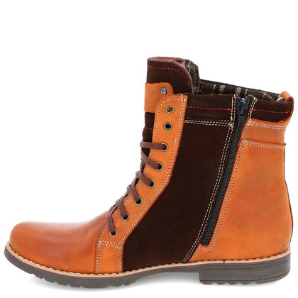 Męskie buty zimowe - KENT 237 KARMELOWE + WELUR