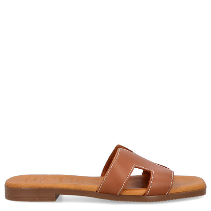 Wygodne klapki ze skóry - OH! MY SANDALS 5566 BRĄZOWE