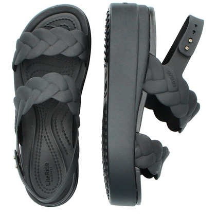 Damskie sandały na platformie -CROCS BROOKLYN WOVEN UPPER LOW EDGE W 209977 CZARNE