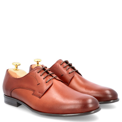 Skórzane półbuty męskie - TAPI C-6951 BRĄZOWE