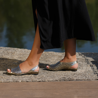 Ażurowe sandałki ze skóry - BOCCATO 167.513 ZŁOTE