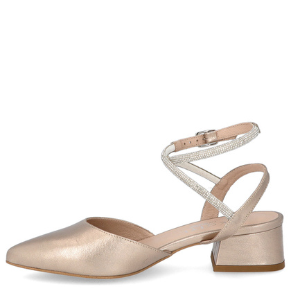 Czółenka z ozdobnymi paseczkami - KOTYL 9939 ZŁOTE