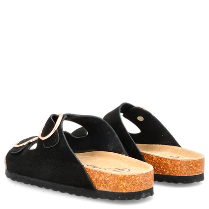 Skórzane klapki na korku - FILIPPO DK7061/25 CZARNE