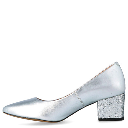 Czółenka na niskim obcasie - SIMEN 3767A SREBRNE
