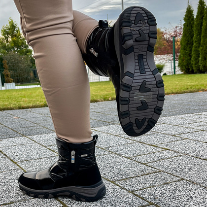 Damskie śniegowce z zamkami - CAPRICE 9-26436-43 CZARNE