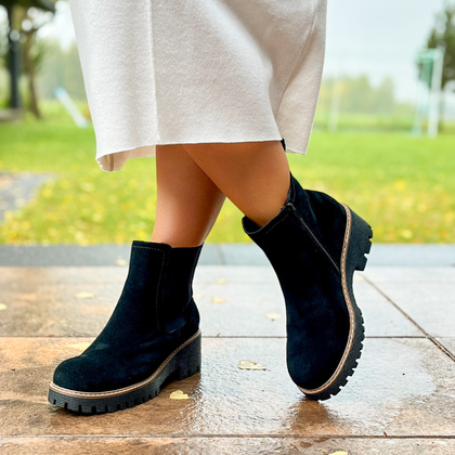 Skórzane sztyblety damskie - FILIPPO DBT4805/24 CZARNE