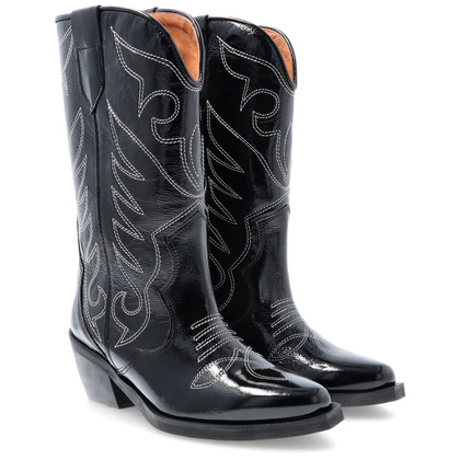 Modne lakierowane kowbojki - TYMOTEO 2167 CZARNE