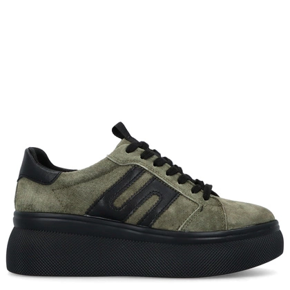 Skórzane sneakersy damskie - FILIPPO DP7175/25 KHAKI