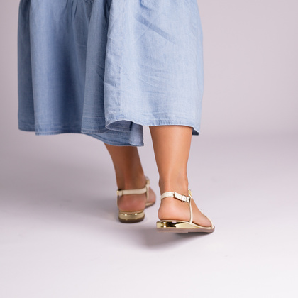 Skórzane płaskie sandałki - GIOSEPPO 74856 BEŻOWE