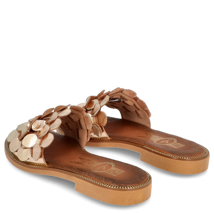 Klasyczne klapki ze skóry - LEMAR 40381 ZŁOTE