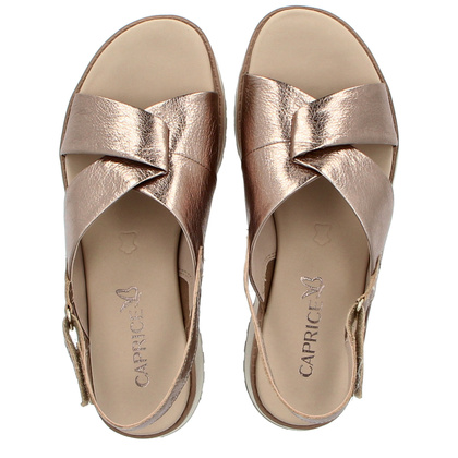 Komfortowe sandały na rzep - CAPRICE 9-28703-42 ZŁOTE