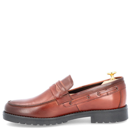 Skórzane mokasyny męskie - TAPI I-7132 BRĄZOWE