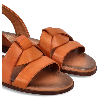 Płaskie sandały skórzane - LEMAR 40185 BRĄZOWE