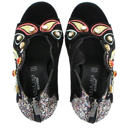 Efektowne sandały na ozdobnym słupku - SCAVIOLA S-152 CZARNE