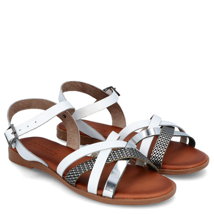 Wygodne sandały ze skóry - POTOCKI 24-64008WH BIAŁE