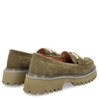 Zamszowe półbuty z klamrą - FILIPPO DP4916/23 KHAKI