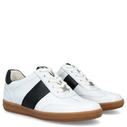 Wygodne trampki ze skóry - CAPRICE 9-23705-44 BIAŁE