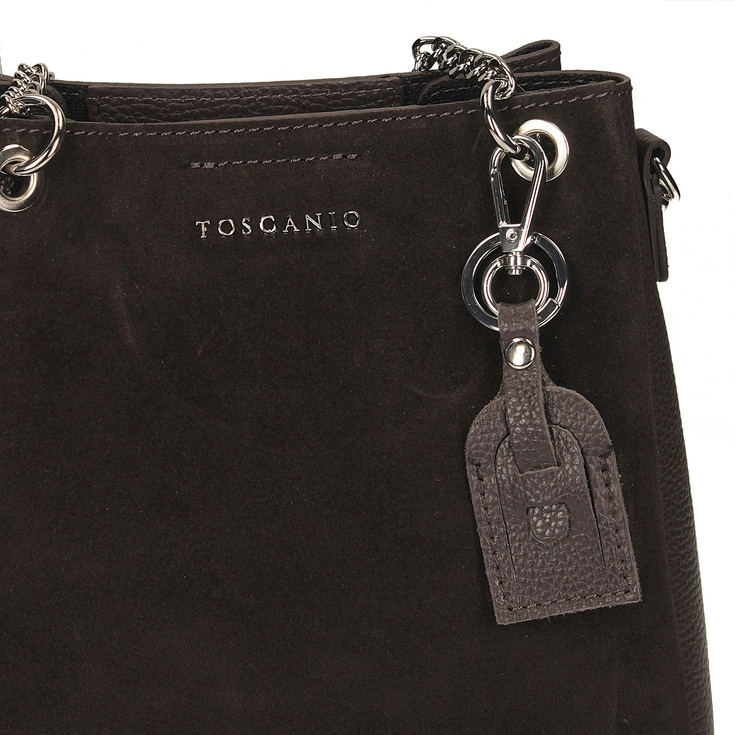 Damska torebka ze skóry - TOSCANIO G141 CIEMNY BRĄZ
