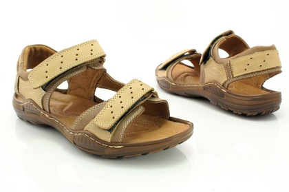 Męskie skórzane sandały - KENT 295 BRĄZOWE