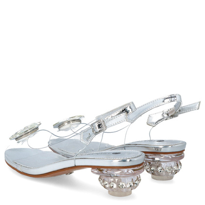 Sandały silikonowe na niskim obcasie - SCAVIOLA S-225 SREBRNE