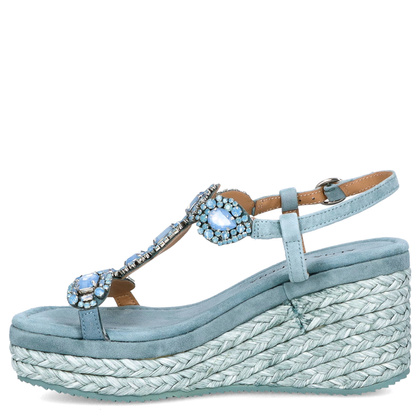 Hiszpańskie sandały na koturnie - ALMA EN PENA V251350 NIEBIESKIE