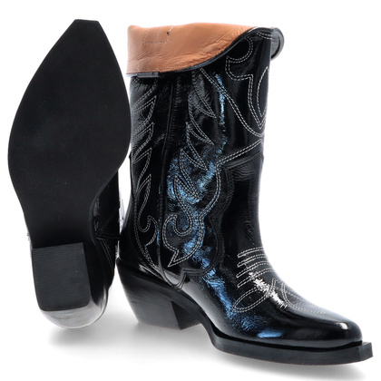 Modne lakierowane kowbojki - TYMOTEO 2167 CZARNE