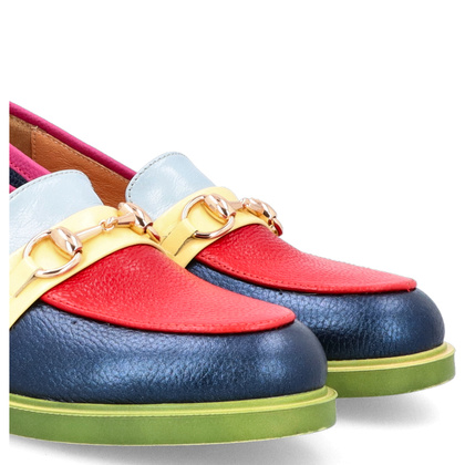 Kolorowe skórzane mokasyny - TYMOTEO A1005 MULTIKOLOR