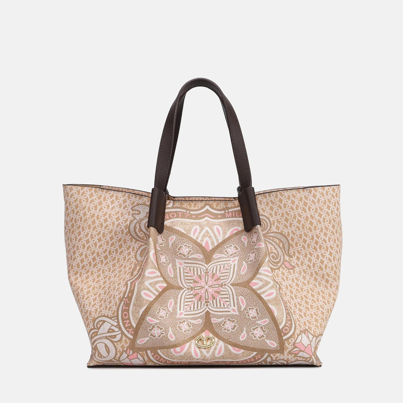 Torebka shopper średnia - YNOT FLOWER FLW708S5 BEŻOWA