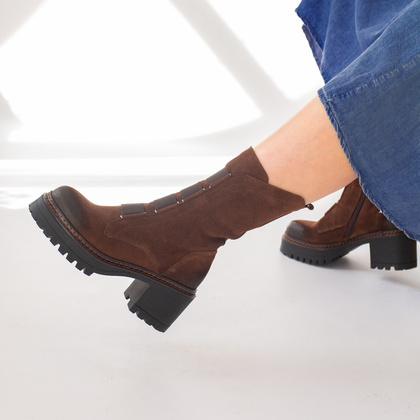 Wysokie workery ze skóry - TYMOTEO 2163/2 BRĄZOWE