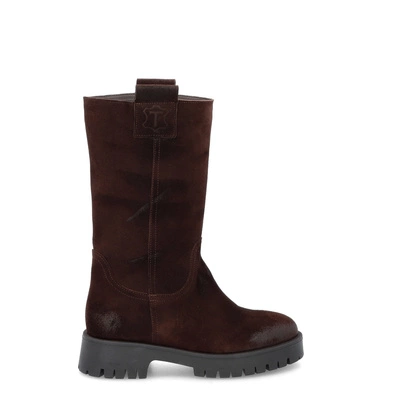 Kozaki ze skóry zamszowej - TYMOTEO G1078 CZEKOLADOWE