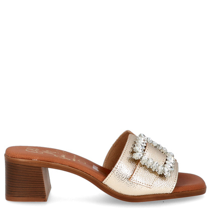 Eleganckie skórzane klapki - OH! MY SANDALS 5353 ZŁOTE