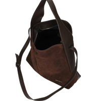 Zamszowa torebka damska - TOSCANIO G39 CIEMNY BRĄZ