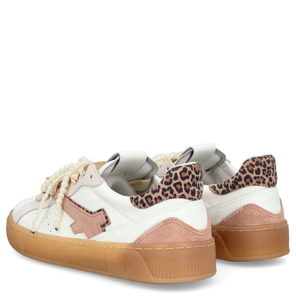 Sneakersy skórzane z ozdobami - GIO+ BLUE100 BIAŁE