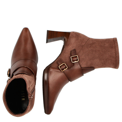 Hiszpańskie botki z klamerkami - HISPANITAS HI254304 BRĄZOWE