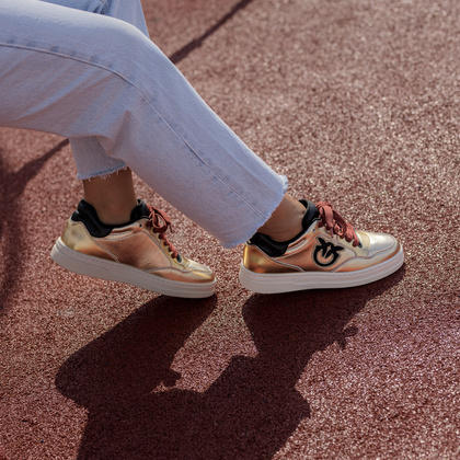 Sneakersy damskie premium - PINKO MANDY 01 ZŁOTE
