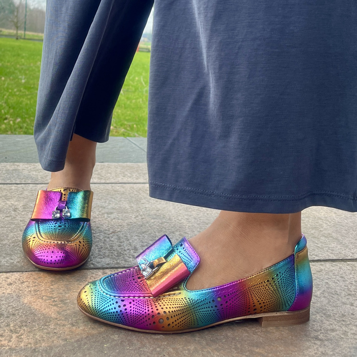 Kolorowe skórzane mokasyny - EMI ROMANI 010.1307 MULTIKOLOR 