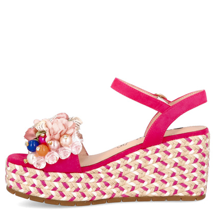 Modne sandały na koturnie - SCAVIOLA S-398 FUKSJA