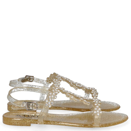 Silikonowe płaskie sandały - SCAVIOLA G-64 ZŁOTE