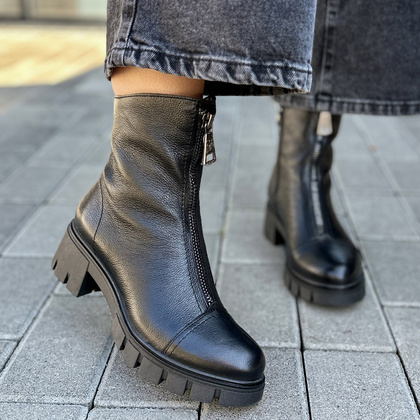 Wygodne botki ze skóry - SIMEN 3264A CZARNY