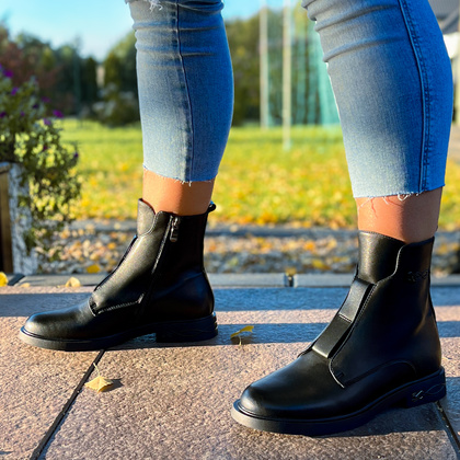 Płaskie botki ze skóry - FILIPPO DBT6527/24 CZARNE